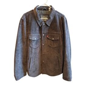 Levi’s Men’s Black Faux Suede Lined Full Zipper Snap Western Jacket Shacket Sz L